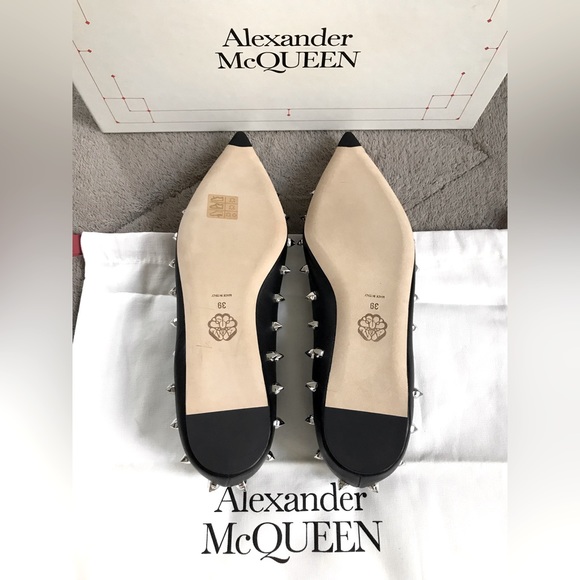 Alexander McQueen Punk Spike Studded Pointed Toe Flats - Picture 11 of 13